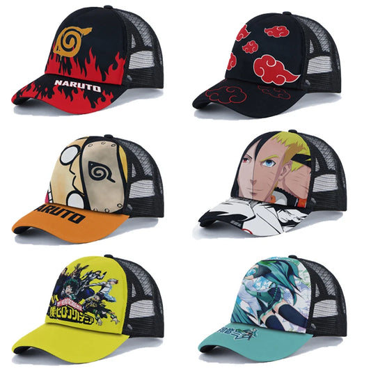 Breathable Mesh Caps Anime Manga Motifs Naruto Luffy Demon Slayer Unisex Summer Fashion Baseball Caps Protection Hats