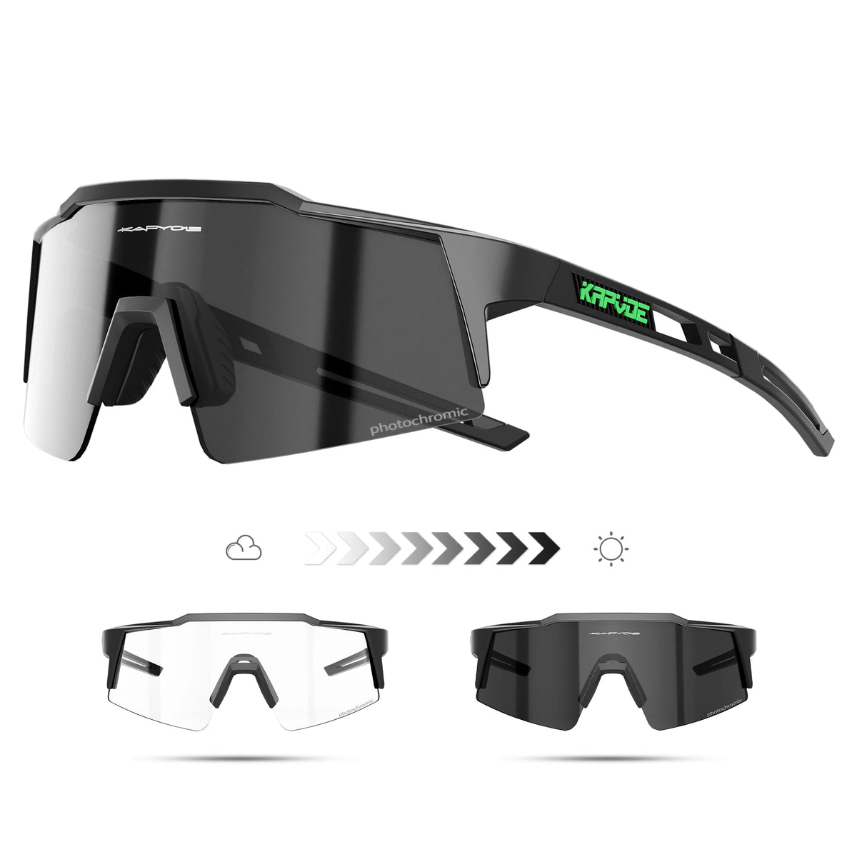 Kapvoe Fotochromowe okulary rowerowe dla mężczyzn Okulary modowe Rower górski Rower szosowy Okulary do jazdy na świeżym powietrzu Okulary sportowe MTB