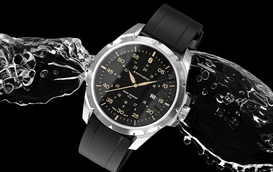 Montre pour homme SAPPHERO – Montre à quartz de luxe, étanche jusqu'à 50 m, équipée d'un mécanisme importé et d'un boîtier en acier inoxydable – Une idée cadeau idéale pour homme.