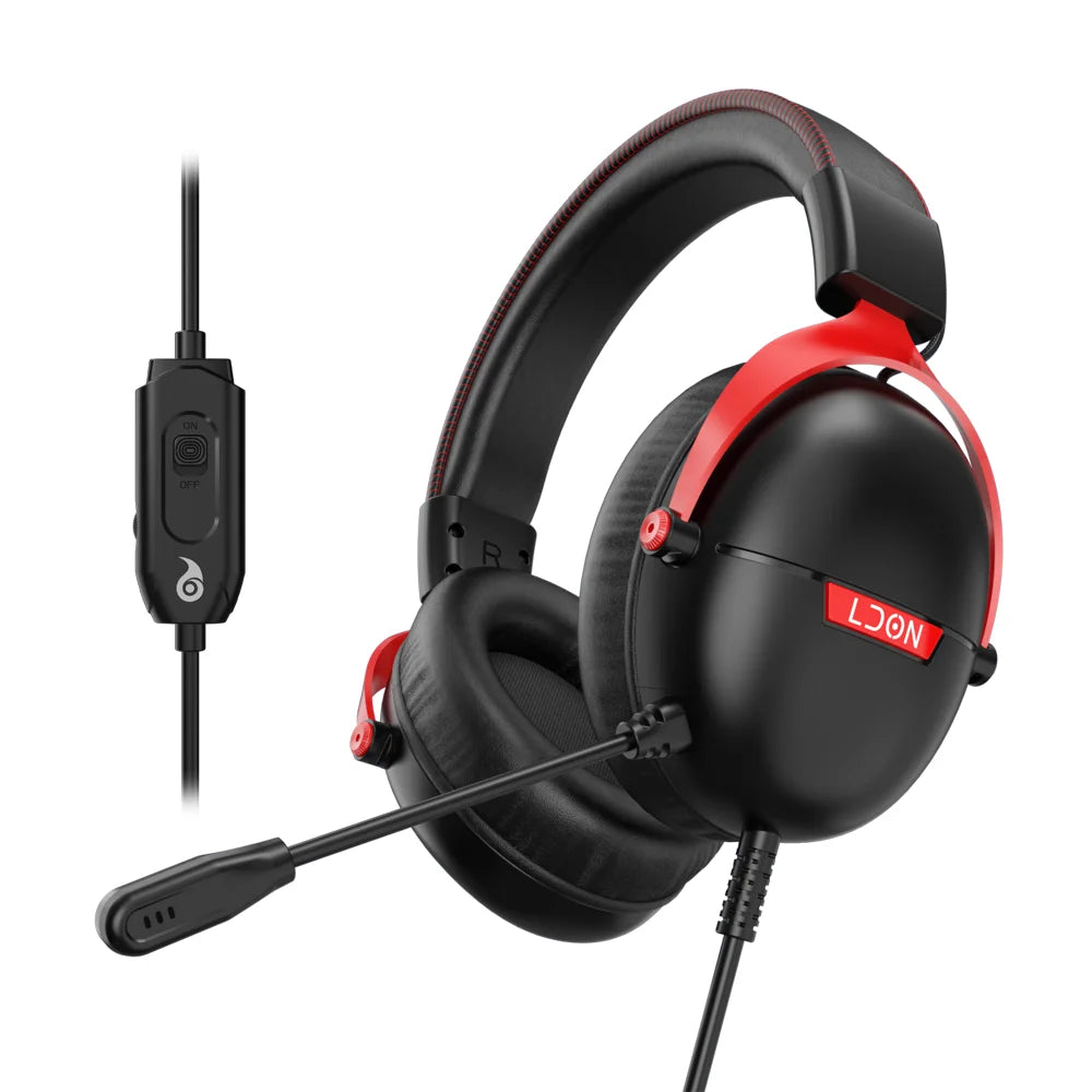 LDON casque de jeu professionnel avec Microphone filaire USB 7.1 son Surround sur l'oreille casque pour ordinateur PC