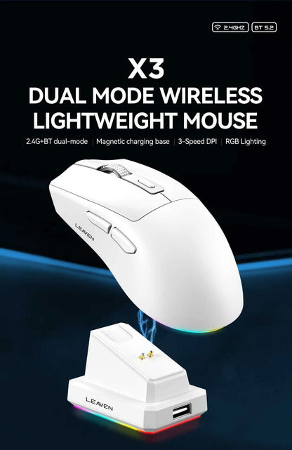 X3 Wireless Bluetooth Mouse 2.4G Dual-Mode Connection, DPI Adjustable,Lightweight Gaming Mouse,RGB Light,300mAh Battery Capacity