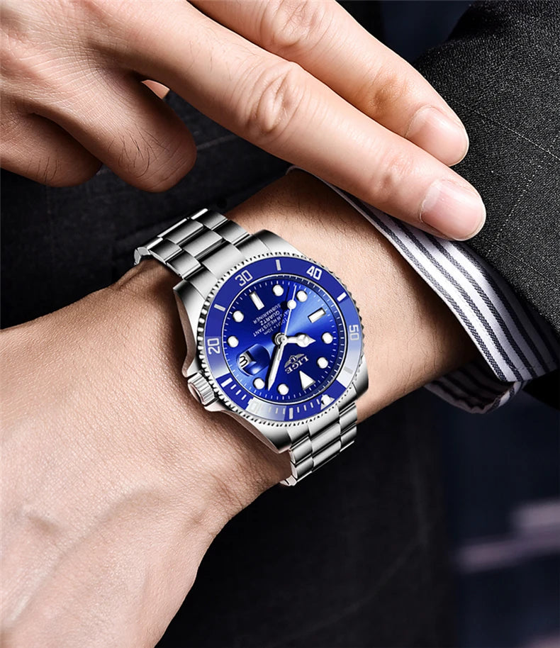 Montre de plongée de luxe pour homme, marque LIGE, étanche 3ATM, avec affichage de la date, montre à quartz sportive