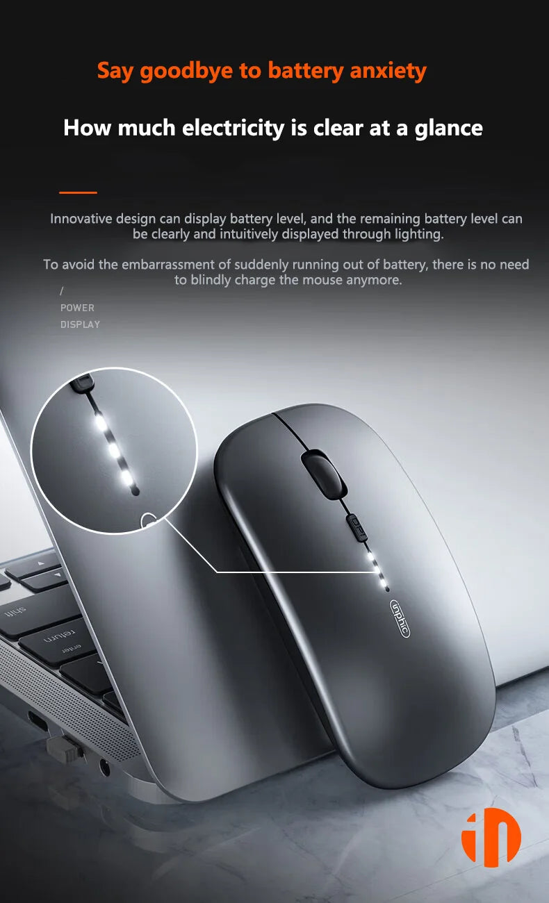 Inphic M1P Wireless Silent Office Mouse Ultra-Thin Portable USB Interface Battery Power Display TYPE-C Charging Wireless Mouse