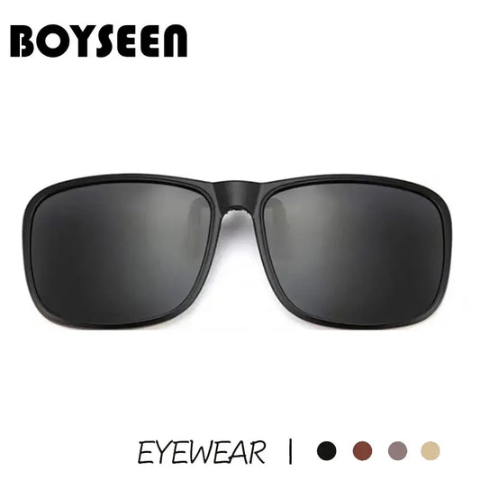 BOYSEEN Polarized Flip Clip Sunglasses Driving Dark UV400 Photochromic Anti Glare Lens Sun Glasses Car Driver Vintage Square