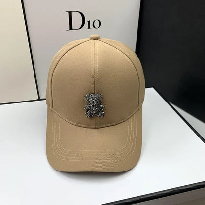 High Quality Fashion Summer Baseball Cap Women Korean Wild Bear Rhinestone Caps SunHats Street Kpop Outdoor Visors Hip Hop Hat