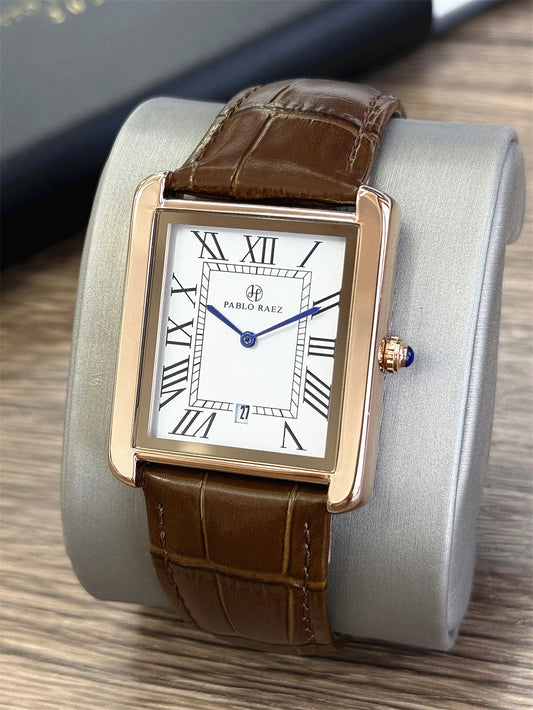 Men Watch Business Retro Classic Calendar Luxury Leather Waterproof Male Fashion Quartz Clock Watches with Box and Spare Battery