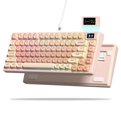 Womier S-K80 Keyboard Liquid 75% Hot Swap Keyboard with Color OLED Display Mechanical Gaming Keyboard Gasket Mount RGB for Windows