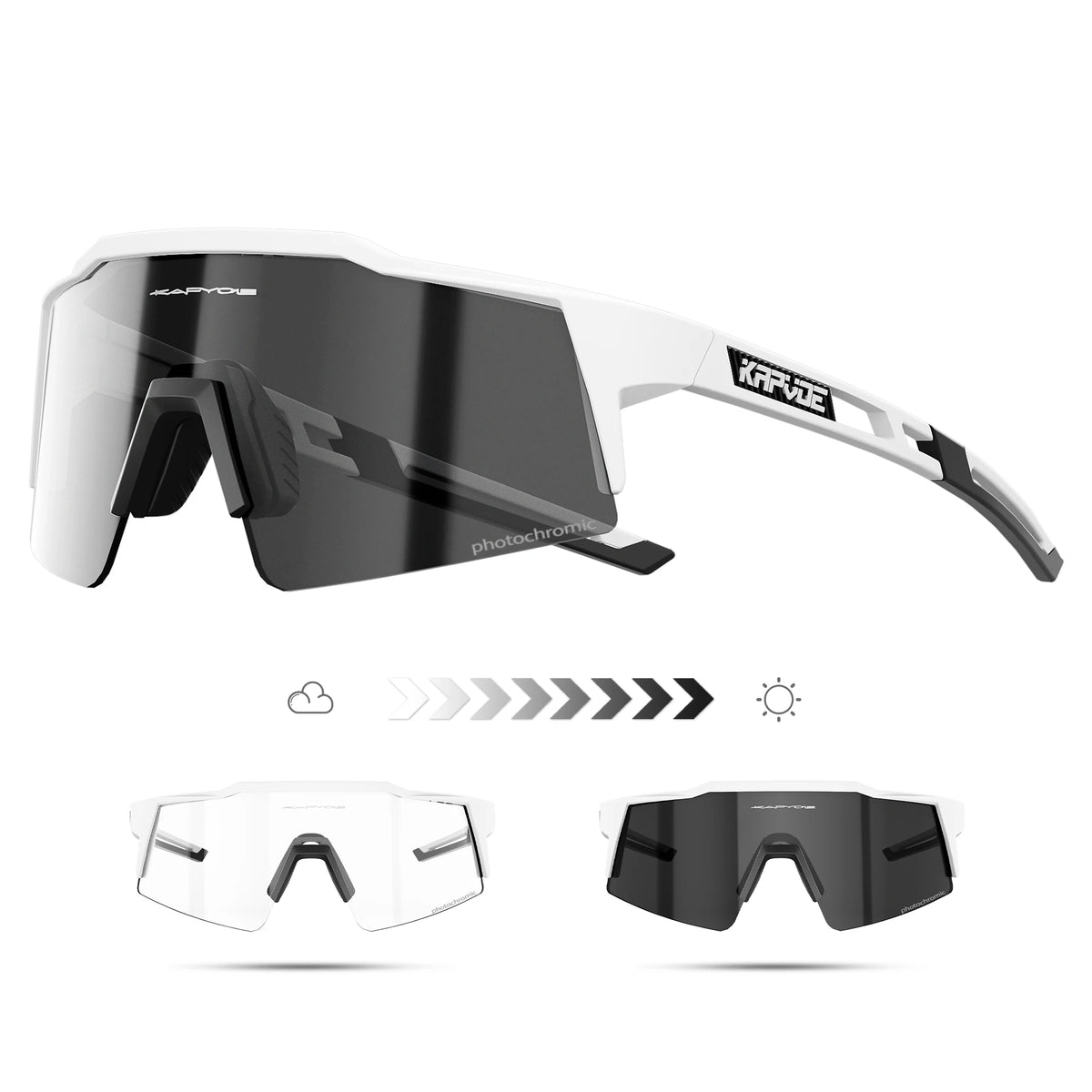 Kapvoe Fotochromowe okulary rowerowe dla mężczyzn Okulary modowe Rower górski Rower szosowy Okulary do jazdy na świeżym powietrzu Okulary sportowe MTB