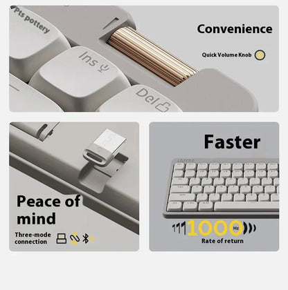 Lofree Flow Lite Wireless Mechanical Keyboard&PU Bag Lighter&Silenter POM Switch 2.4G Bluetooth&Wired Office Typing Gasket 84key