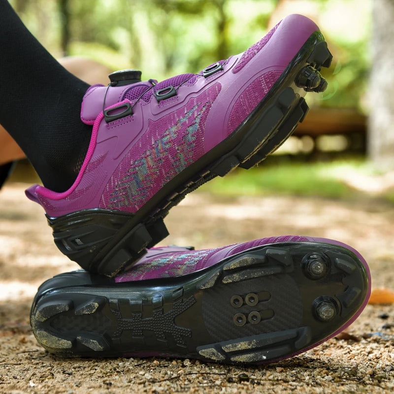 Mtb Cycling Shoes Men Women T03 Purple Breathable Speed Self-Locking Road Cycling Sports Shoes Outdoor Racing Training Sneakers