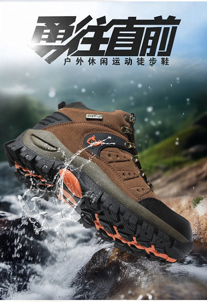 Outdoor Waterproof Hiking Boots Men's Women's Spring And Autumn Hiking Wear-resistant Mountain Sports Boots Hunting Sports Shoes