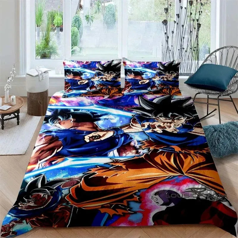 Cartoon/Anime Son Goku Dragon Ball bedrukte beddengoedset: deze zachte en comfortabele set bevat een dekbedovertrek en kussensloop