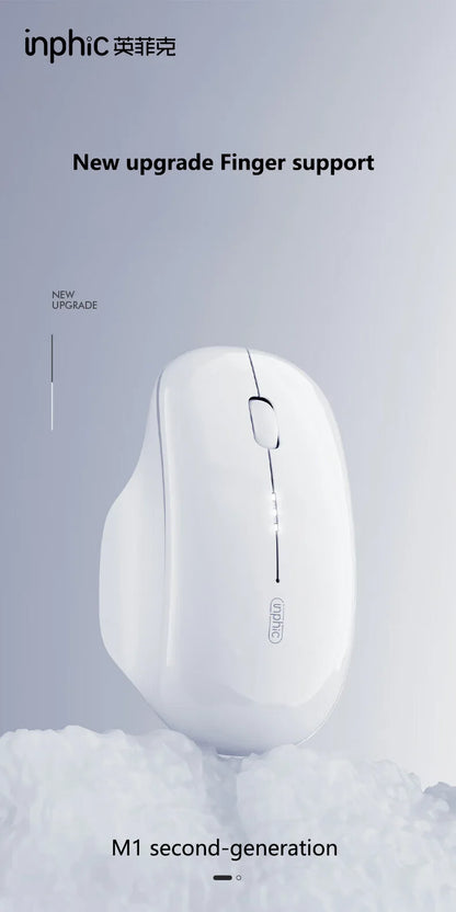 Inphic M1 Second-generation 2.4G Wireless Mouse Type-C Rechargeable Silent Office Mouse Ergonomics Battery Level Display