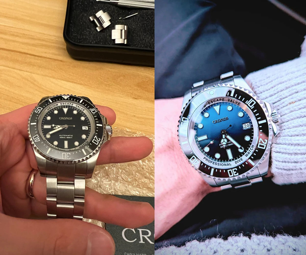 Cronos Automatic Diving Watch Stainless Steel 2000 Meters Water Resistance Professional Diver NH35 L6009M