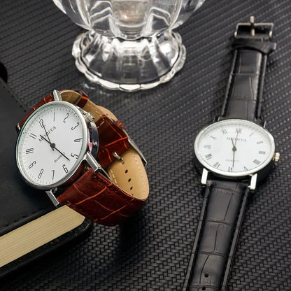 Men Watches Business Wrist Watch Luxury Leather Strap Analog Watches Quartz Wristwatches Clock Men Women Casual Simple Watch