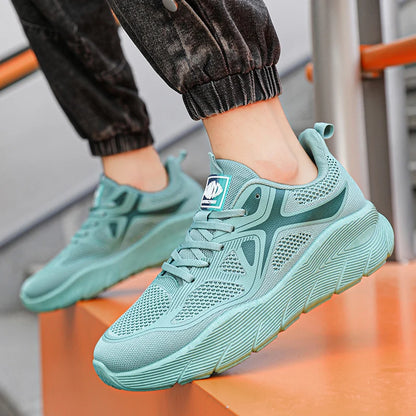 Fashion Platform Men's Running Shoes Trendy Casual Knit Breathable Orange Sneakers Men Outdoor Sports Non-Slip Jogging Shoes Men