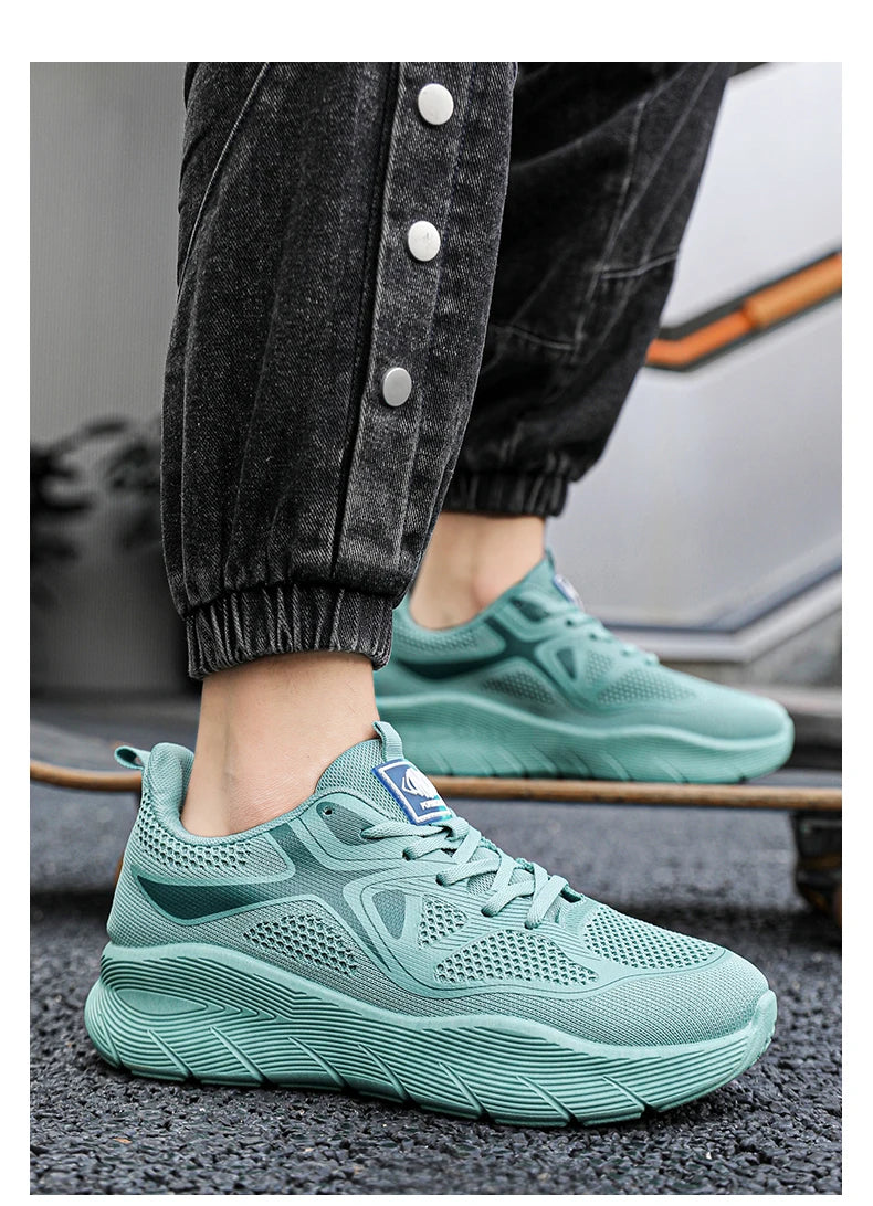 Fashion Platform Men's Running Shoes Trendy Casual Knit Breathable Orange Sneakers Men Outdoor Sports Non-Slip Jogging Shoes Men