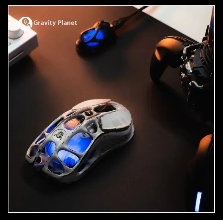 New GravaStar M1 M2 Wireless Magnesium Alloy Gaming mouse PAW3395 4K 26000DPI bluetooth 2.4G wired Hollow design Gamer Mouse