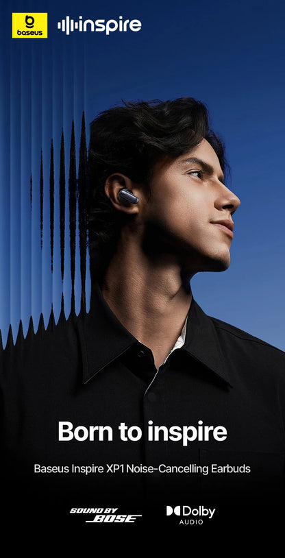 Baseus Inspire XP1 -50dB Adaptive ANC Wireless Earbuds Bluetooth 6.1 Dolby Audio 6 Mic ENC Wireless Earphones bud Sound by Bose