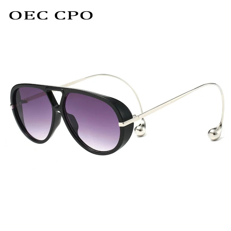 Vintage Oversized Pilot Sunglasses Unisex Double Bridge UV400 Protection Fashionable Punk Style Female Shades Popular Eyewear