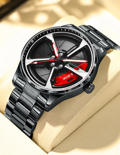 Montre pour homme de luxe LIGE – Modèle à cadran rotatif, étanche, en acier inoxydable, avec affichage lumineux – Idée cadeau pour homme (Halloween)