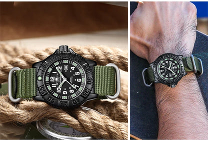 ADDIESDIVE Men’s Luxury Military Sport Quartz Watch  Luminous Dial, Rotating Bezel, Nylon Strap & 50M Water Resistant