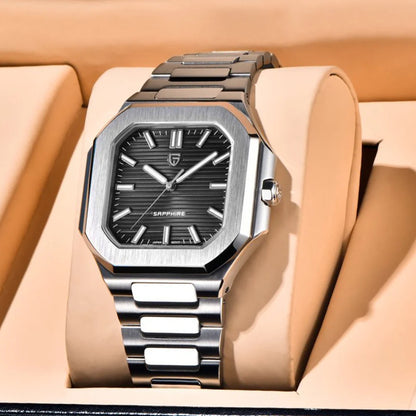 PAGANI DESIGN New V2 Orologio da uomo quadrato al quarzo, marchio di lusso premium, sportivo, impermeabile, in zaffiro e acciaio inossidabile