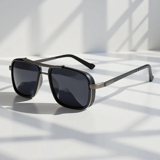 Luxury Rectangle Men's Sunglasses Retro Metal Steam Punk Sun Glasses Male Classic Outdoor Driving Shades Summer Glasses