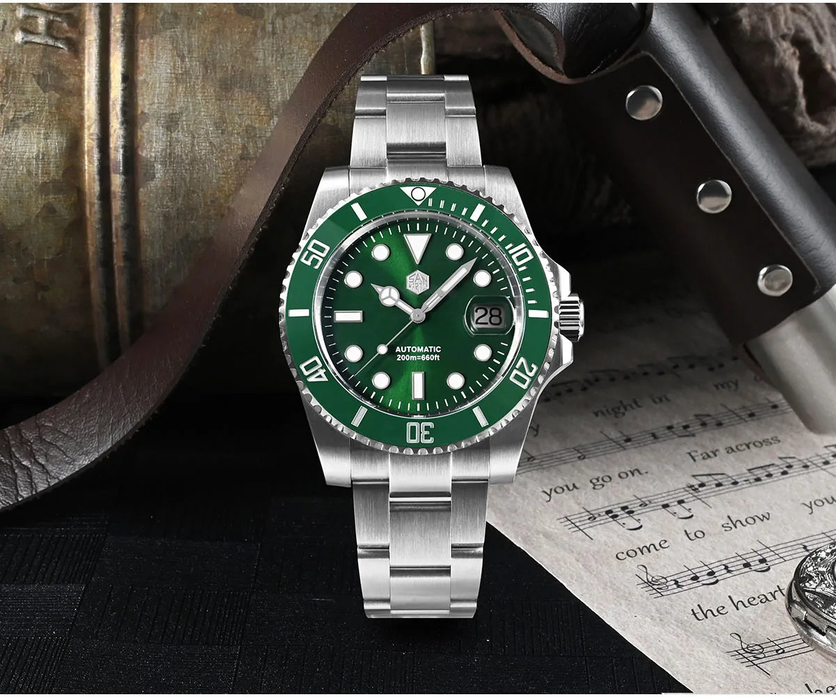 San Martin New 40mm Water Ghost Diver Watch Men Luxury NH35 PT5000 Automatic Mechanical Watch Sapphire Waterproof 200m SN0017