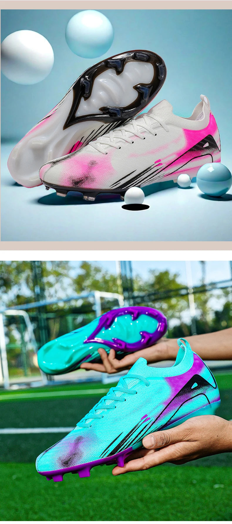 New Men Football Boots FG Non-Slip Long Spikes Soccer Shoes Training Shoes Soccer Cleats Ultralight Outdoor Drop Shipping