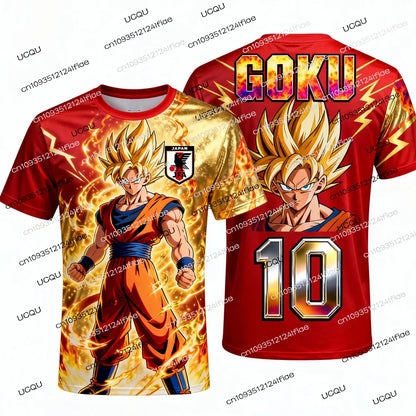 Лятна нова мъжка тениска с 3D печат „Dragon Ball Goku“ за възрастни, детска аниме тениска, специална футболна фланелка № 10
