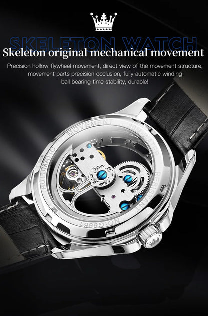 OLEVS 6661 Automatic Watch For Men Skeleton Original Mechanical Movement Man Wristwatch Waterproof Luminous Sport Men's Watches