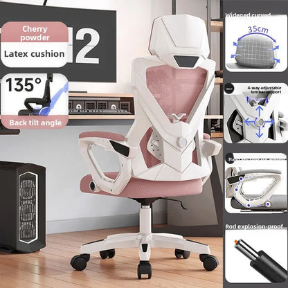 Chaise de bureau ergonomique pivotante à roulettes pour atelier, chaise de gamer relaxante, chaise de bureau à roulettes pour anime
