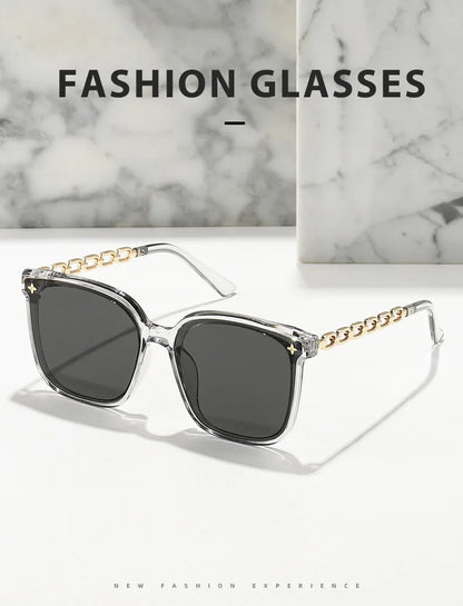 Square Sunglasses for Woman 2023 Vintage Big Frame Black Mirror Sun Glasses Shading Polarizer Sexy Female Travel Eyewear Uv400