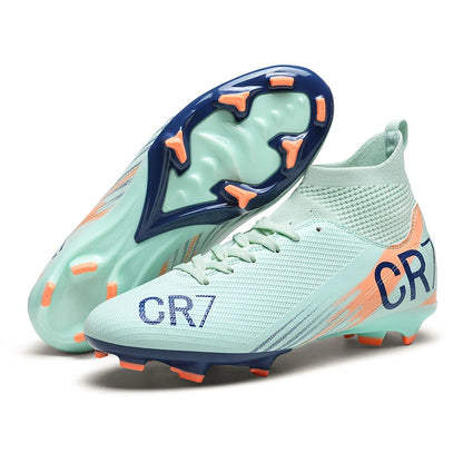 Chaussures de football montantes pour hommes, nouveau design, crampons longs, chaussures de foot d'extérieur