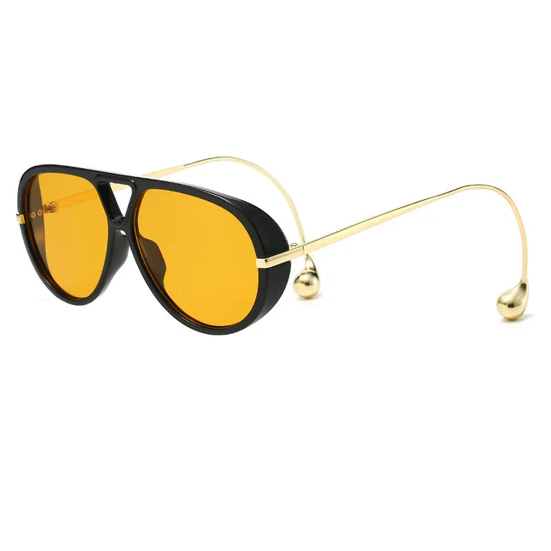 Vintage Oversized Pilot Sunglasses Unisex Double Bridge UV400 Protection Fashionable Punk Style Female Shades Popular Eyewear