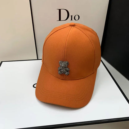 High Quality Fashion Summer Baseball Cap Women Korean Wild Bear Rhinestone Caps SunHats Street Kpop Outdoor Visors Hip Hop Hat