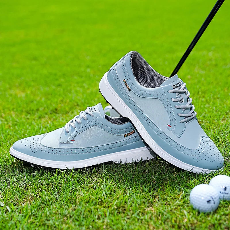 Scarpe da golf professionali da uomo in pelle di alta qualità, traspiranti, scarpe sportive per competizioni e allenamenti di golf, taglie forti 39-47#