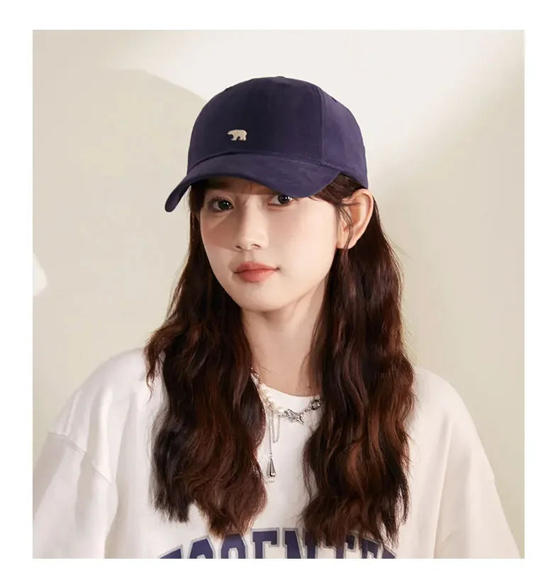 Big Head Baseball Cap Embroidery Polar Bear XL Size Sun Visor Cap Unisex Casual Solid Colors Fisherman Cap Woman Man Beach Hat