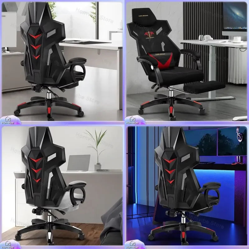 Chaise de jeu ergonomique avec support lombaire, réglable en hauteur, 360° °   Chaise de bureau pivotante en cuir PU pour ordinateur, idéale pour la maison et le bureau, style racing