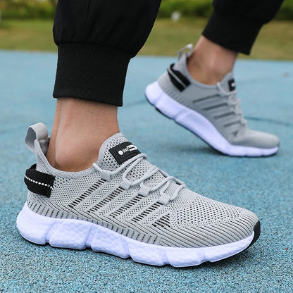 Chaussures de course légères pour hommes, baskets de marche tricotées en maille respirante, pour l'exercice en plein air, nouvelle collection été