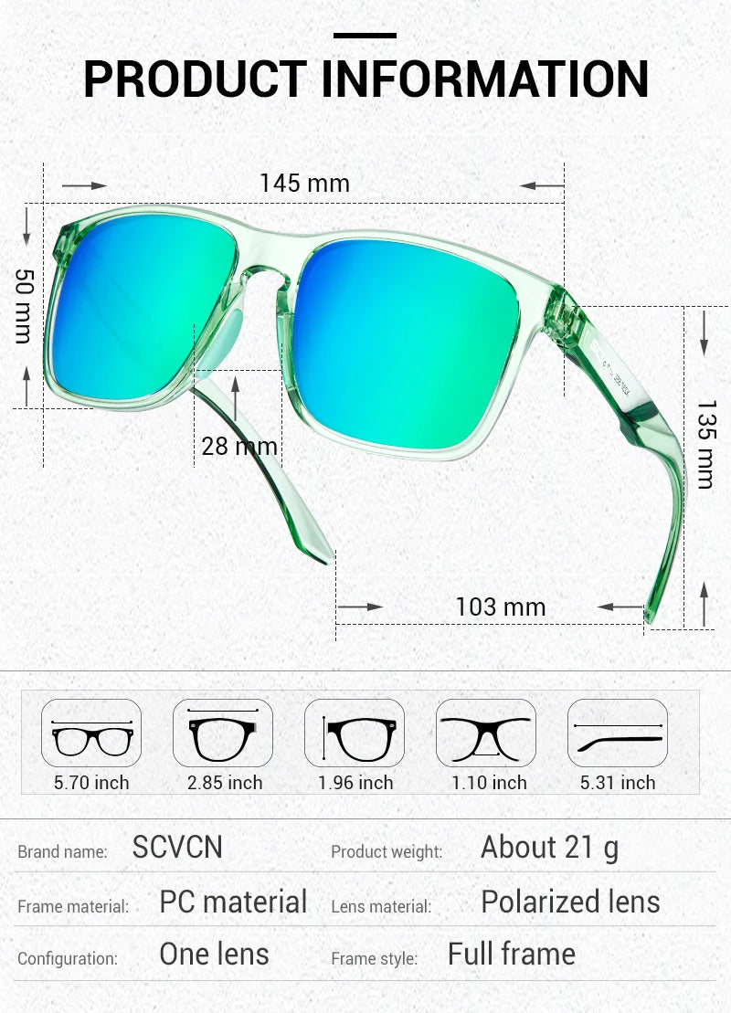 SCVCN Occhiali da escursionismo polarizzati Occhiali da pesca Occhiali da ciclismo Occhiali alla moda UV400 da bici da uomo MTB Occhiali sportivi da bicicletta per attività all'aperto
