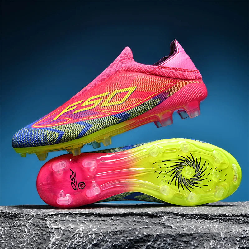 Nouvelles chaussures de football pour hommes, crampons mi-montants de haute qualité, légères, antidérapantes, pour l'extérieur et l'entraînement sur gazon, modèle très vendu