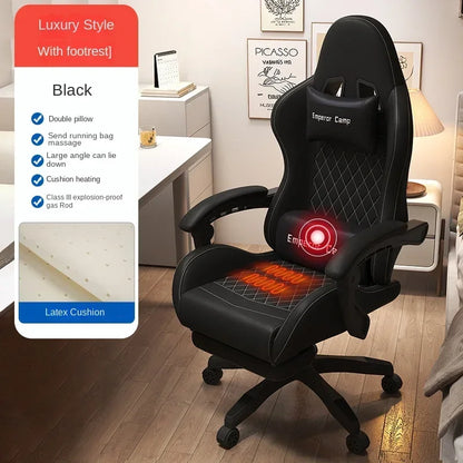 Sedia gaming Hestora in pelle PU, grande e alta, sedia ergonomica da computer con schienale alto, poggiapiedi e supporto lombare massaggiante per adulti