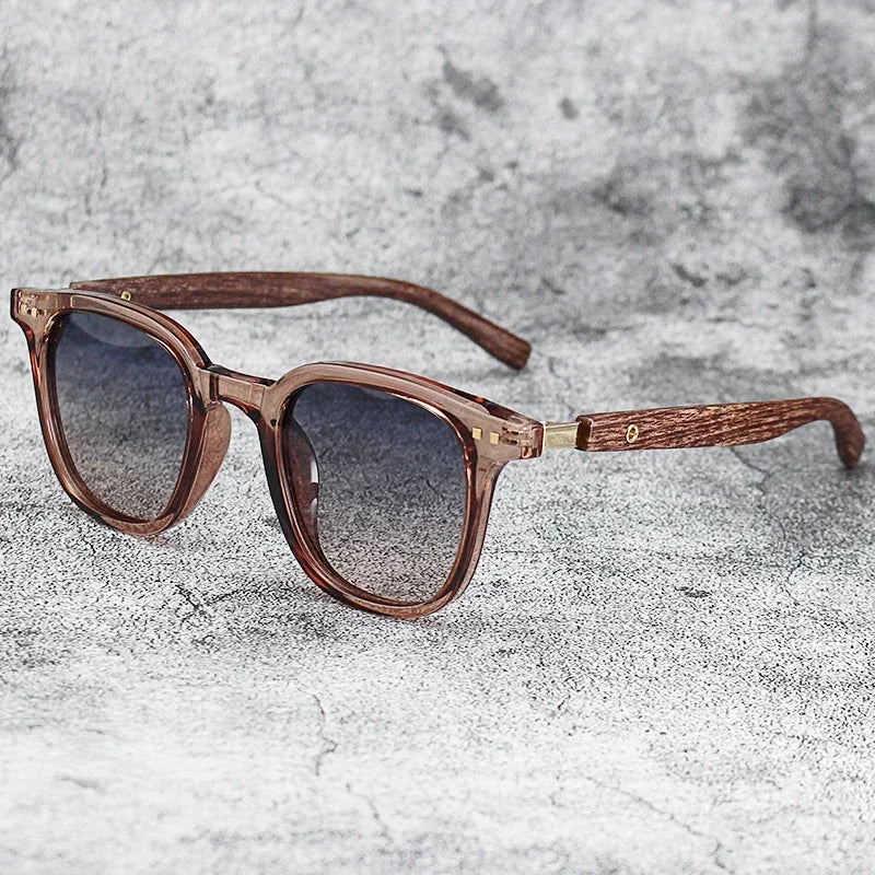 Sunglasses for Men Women's Trendy Retro Wood Grain Polarized UV Protection Eyewear Cycling Outdoor Street Photography Shades