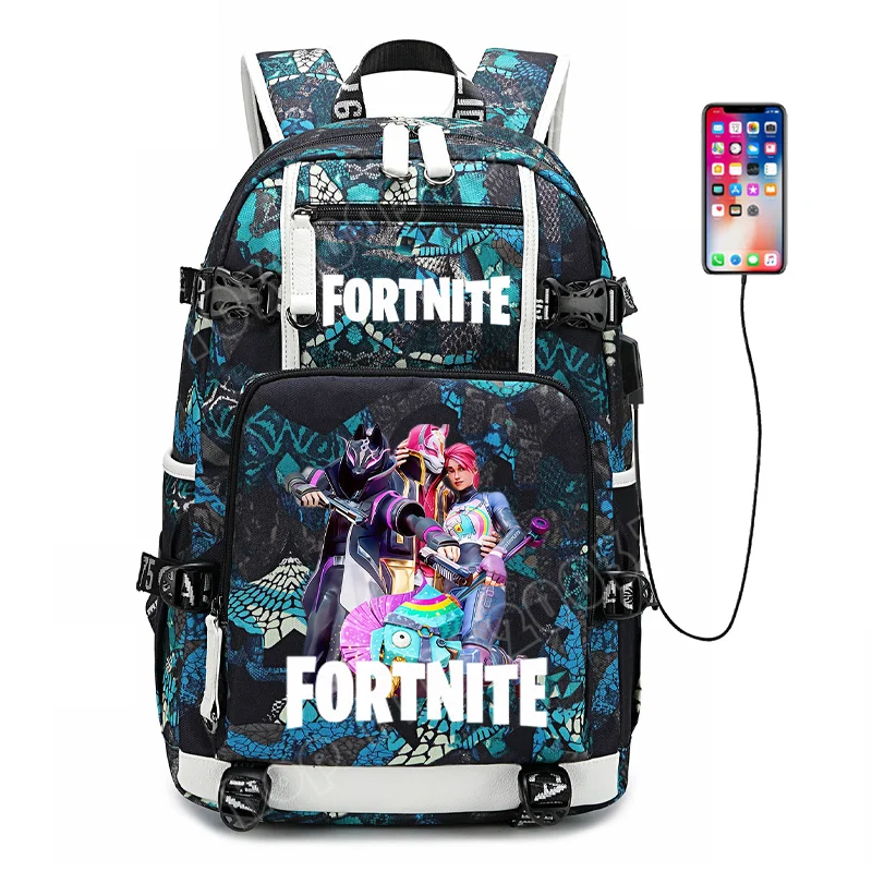 Mochila escolar Fortnite con estampado del juego para estudiantes, niños y niñas, gran capacidad, impermeable, ligera y resistente, regalo de cumpleaños