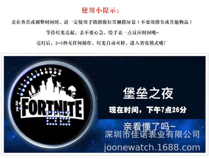 Orologio Fortnite Cute Fashion Cartoon personalizzato Kawaii Touch con luce notturna LED, orologio elettronico per studenti, regalo per amici