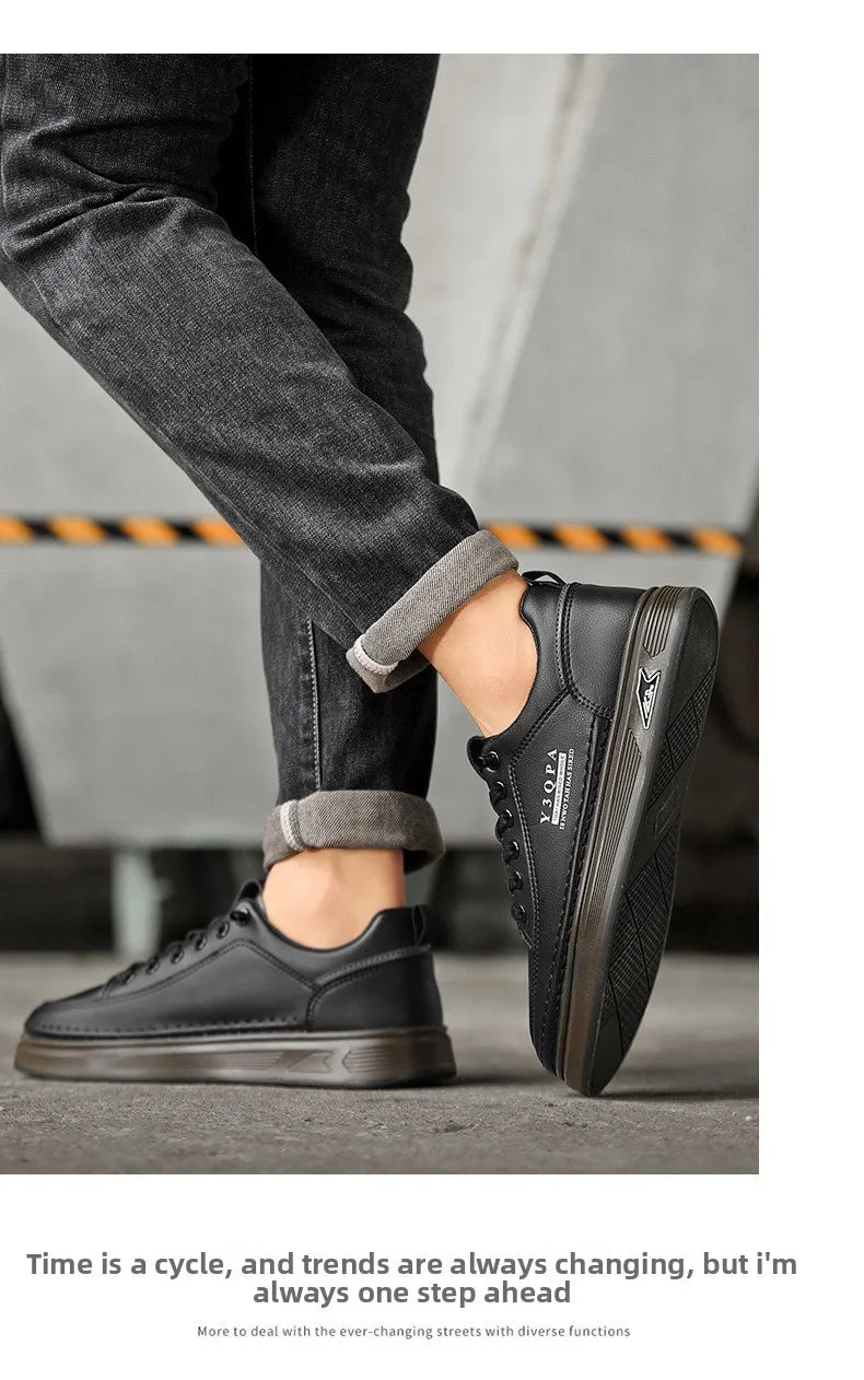 Men's Summer Fashionable Casual Driving Shoes Sporty Slip-On Loafers Versatile Comfortable Breathable Wear-Resistant Leather -..