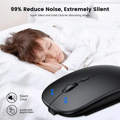 Rechargeable Wireless Mouse Bluetooth 2.4GHz Dual Modes Ergonomics DPI Readjustable Silence USB Portable Mouse for PC Laptop