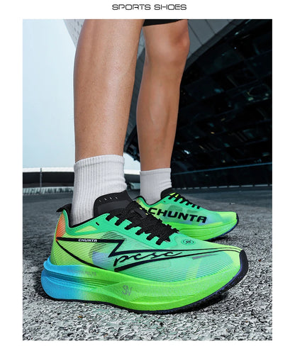 Men Running Shoes Carbon Board Specialty Marathon Sports Breathable Lightweight Women's Comfortable Nonskid Chunta Sneakers